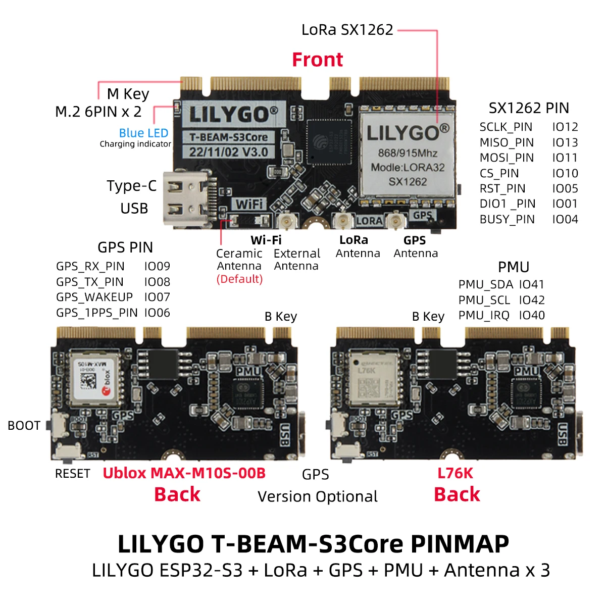 Esp32 - Placa de desarrollo LILYGO T-BEAM-CORE V3.0
