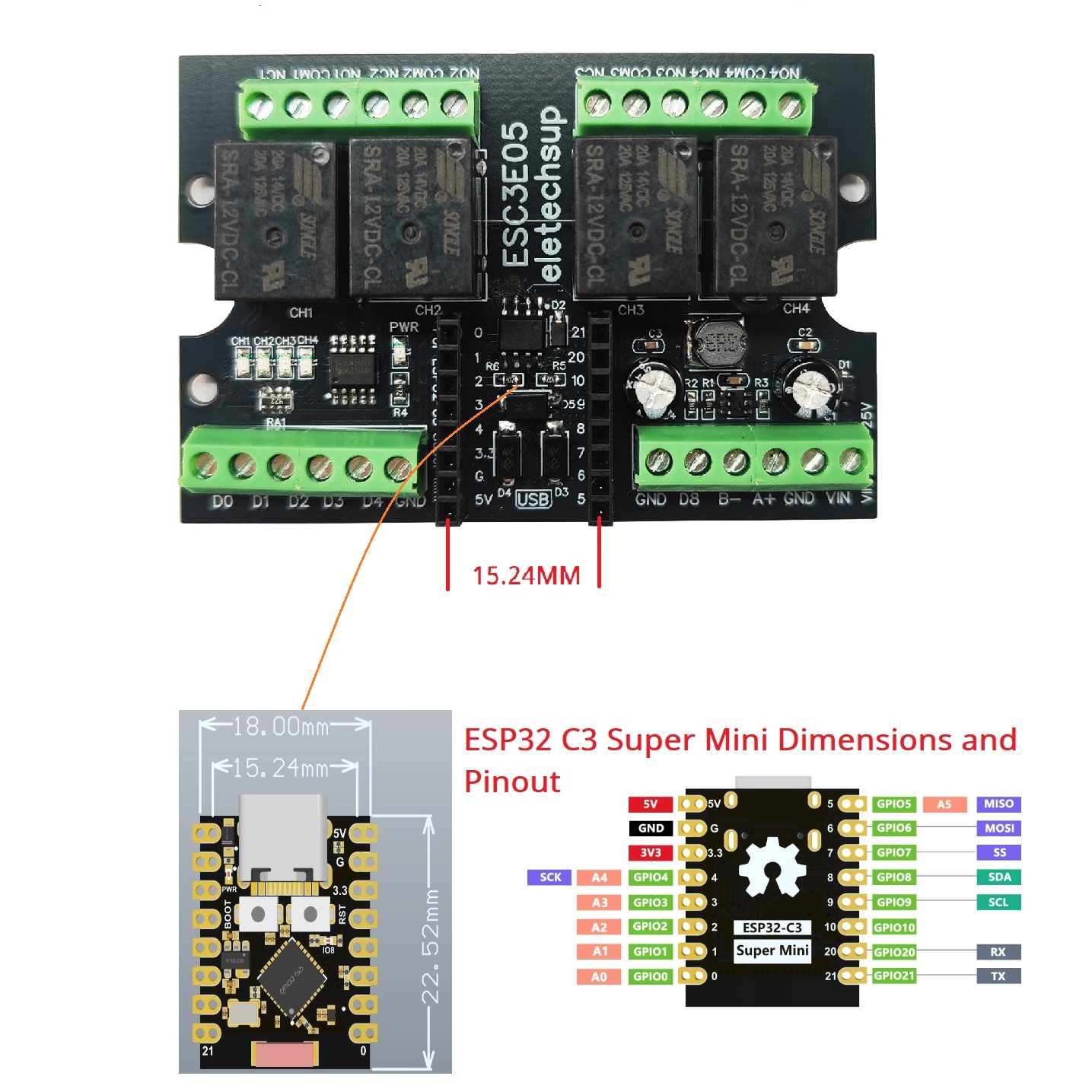 Placa de Relés Industrial ESC3 - Esp32 C3 reseña y precio