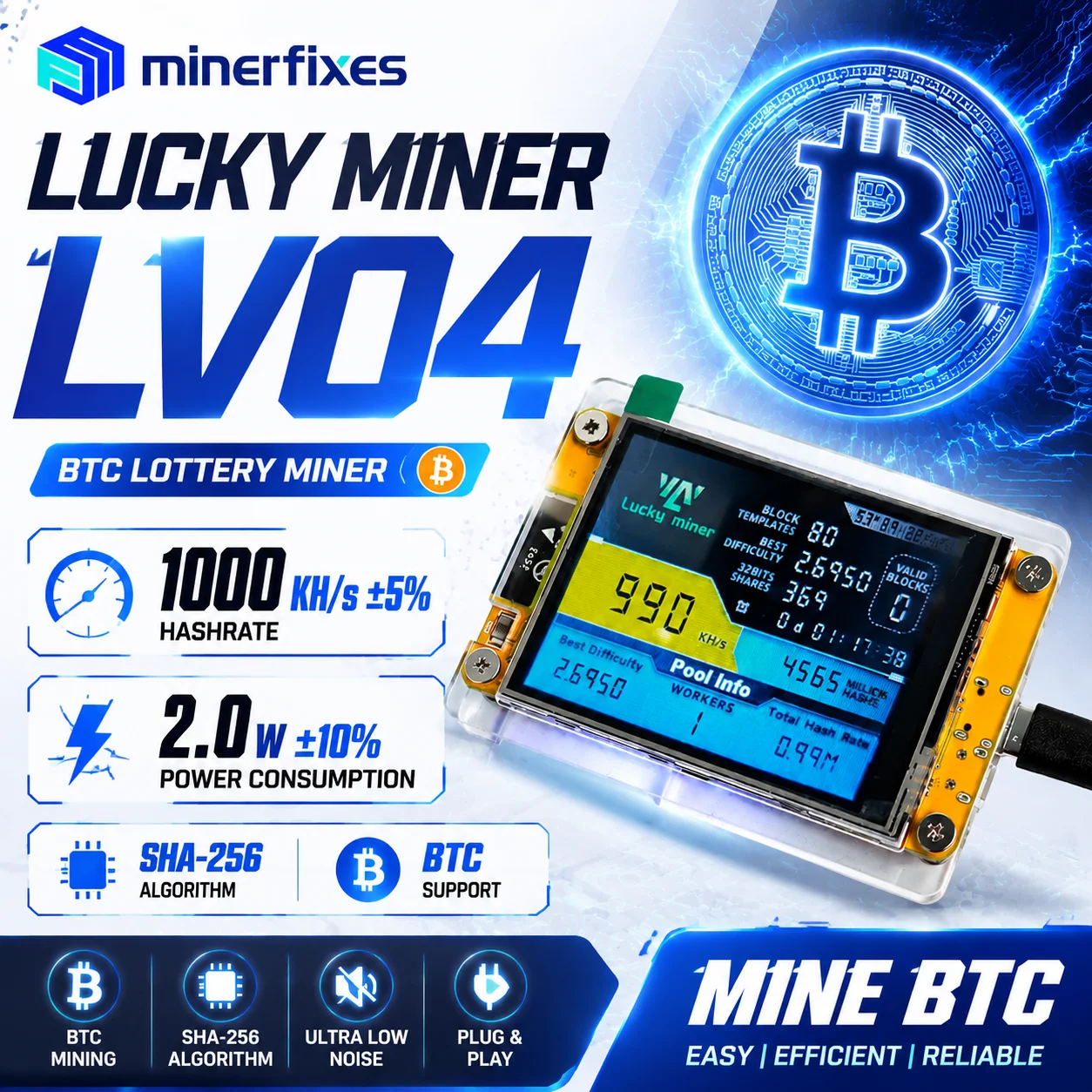 Lucky Miner LV04 NerdMiner V2  - Espressif Esp32 reseña y precio